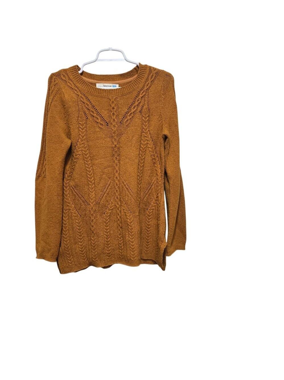 Sparrow Cable Knit Tunic Sweater Mustard Gold Medium